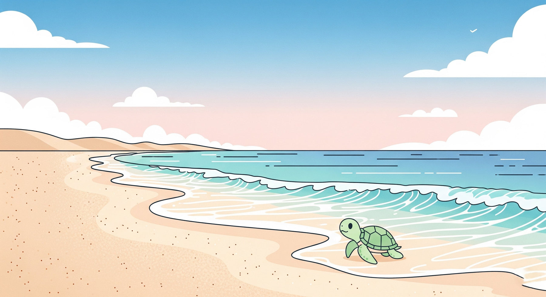Detailed sea turtle and ocean beach mural wallpaper design pattern by Kids-Mundo