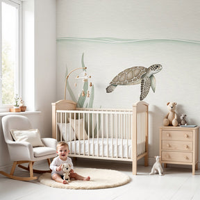 Sea turtle mural wallpaper creating peaceful ocean nursery decor by Kids-Mundo