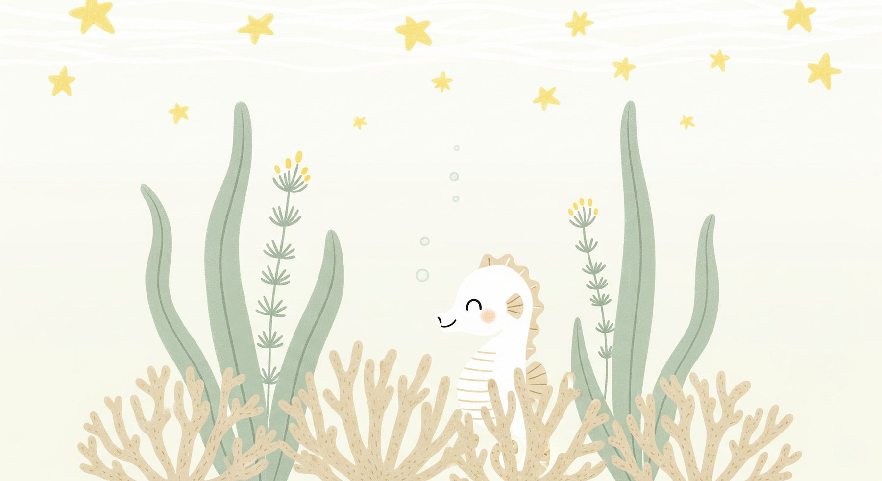 Detailed seahorse and coral reef mural wallpaper design pattern by Kids-Mundo