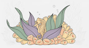 Detailed seahorse and coral underwater mural wallpaper design pattern by Kids-Mundo