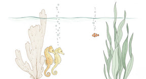 Detailed seahorse and ocean creatures mural wallpaper design pattern by Kids-Mundo