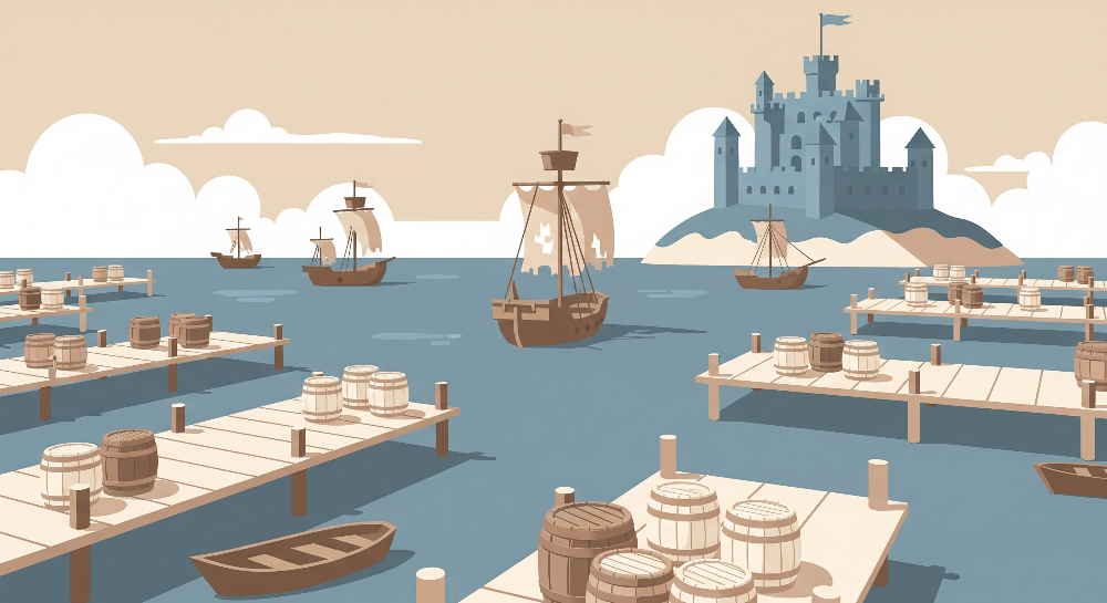 Sailing Ships and Castle Harbour Wall Mural