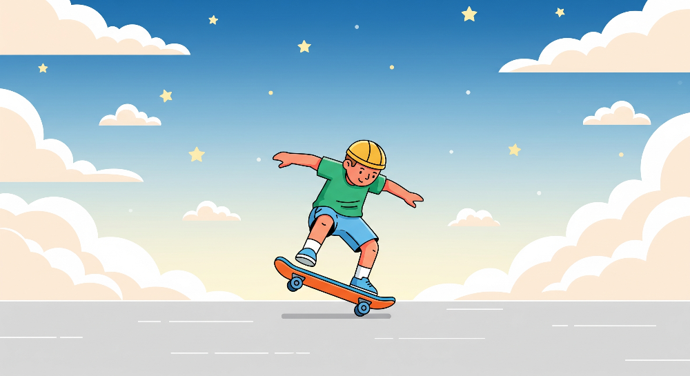 Skateboarding Boy Starry Sky Wall Mural