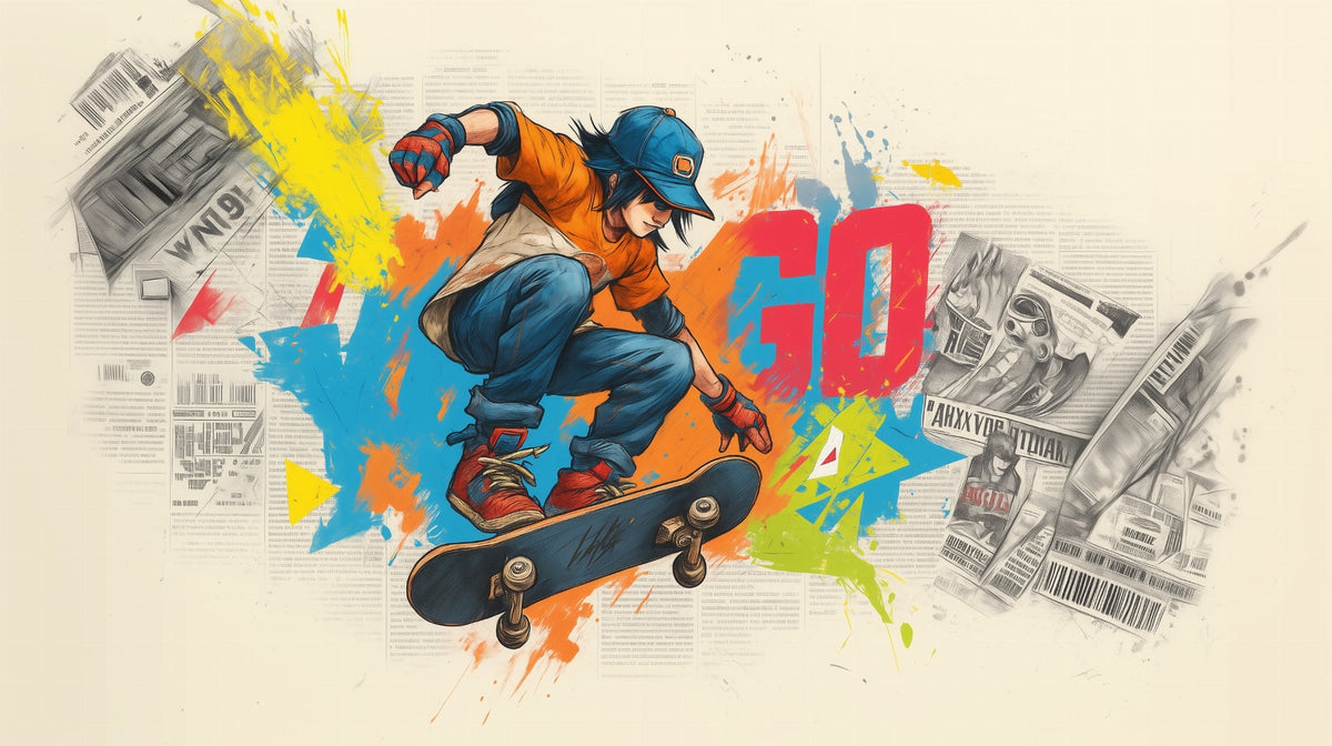 Skateboarding Trick Pop Art Wall Mural