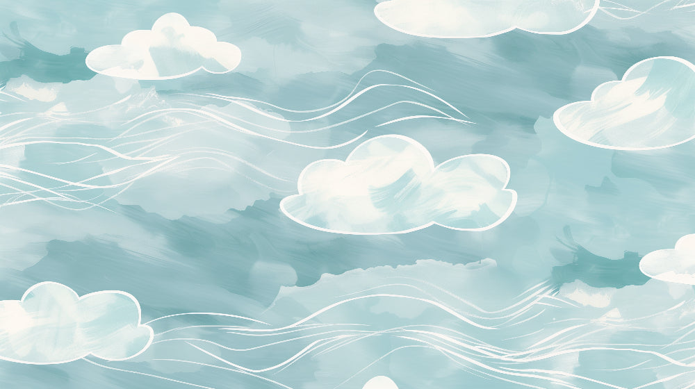Detailed blue watercolor sky clouds mural wallpaper design pattern by Kids-Mundo