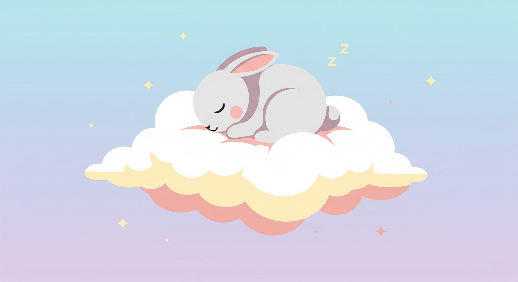 Detailed sleeping bunny on cloud mural wallpaper design pattern by Kids-Mundo