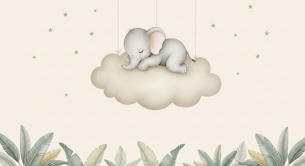 Sleeping Elephant on a Cloud Wall Mural