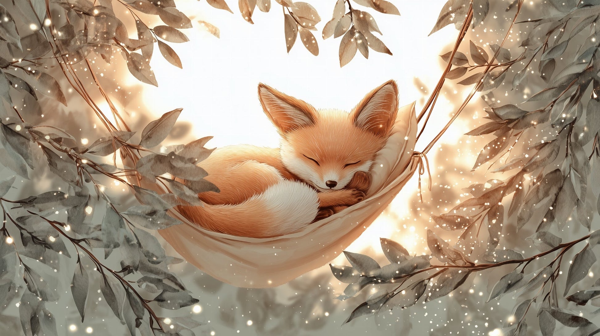 Kids-Mundo sleeping baby fox illustration artwork used for this woodland wall mural