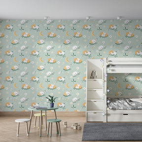 Dreamy kittens starry night wallpaper creating peaceful kids bedroom decor