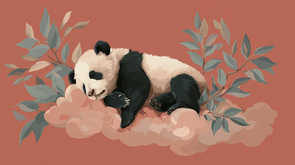 Sleeping Panda on a Cloud Wall Mural