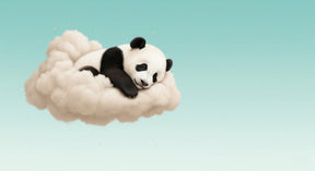 Detailed sleeping panda on cloud mural wallpaper design pattern with stars by Kids-Mundo