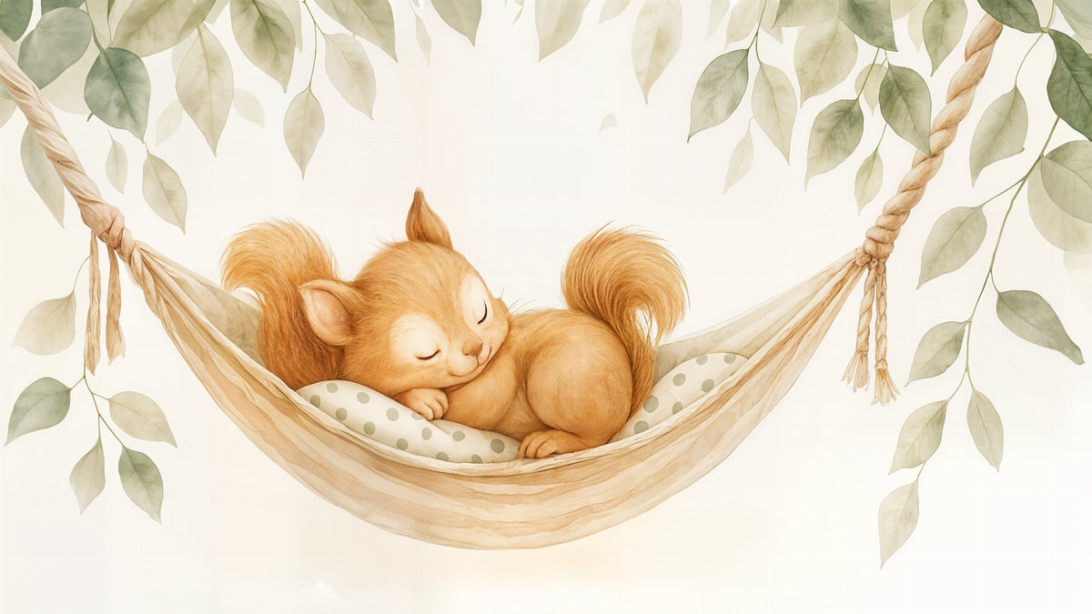 Sleeping Squirrel in a Hammock Wall Mural