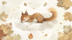 Detailed sleeping squirrel on cloud mural wallpaper design pattern by Kids-Mundo