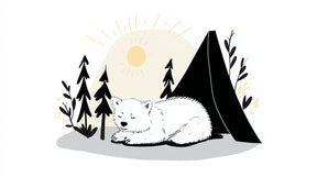 Detailed sleepy bear woodland camping mural wallpaper design pattern by Kids-Mundo