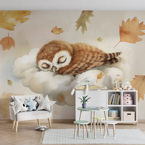 Owl themed wallpaper creating cozy atmosphere in child's bedroom decor by Kids-Mundo