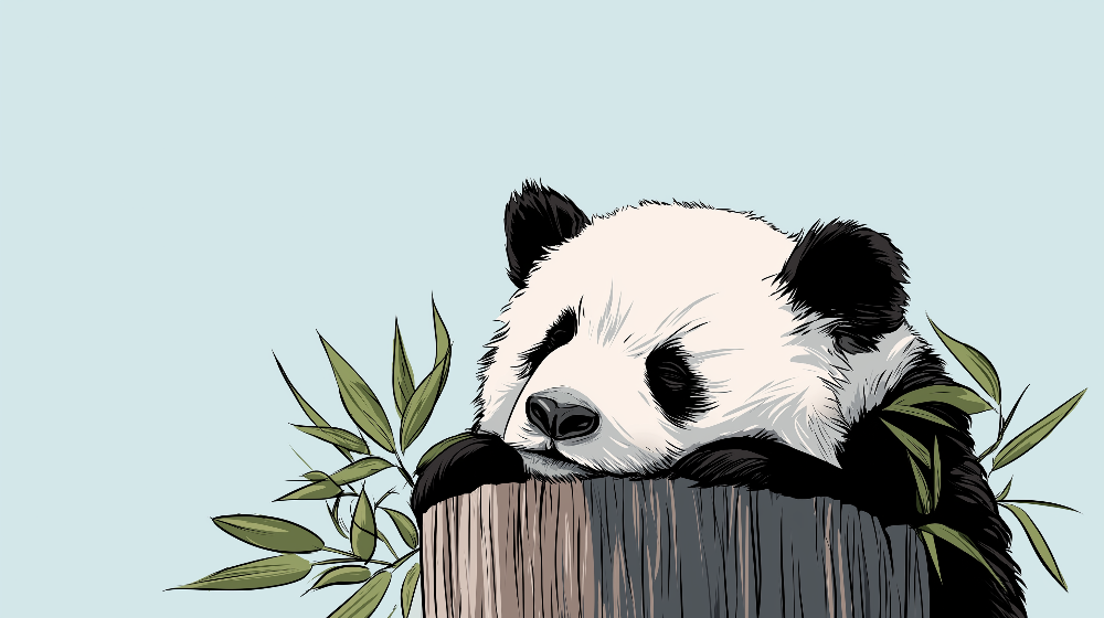 Sleepy Panda on a Tree Stump Wall Mural