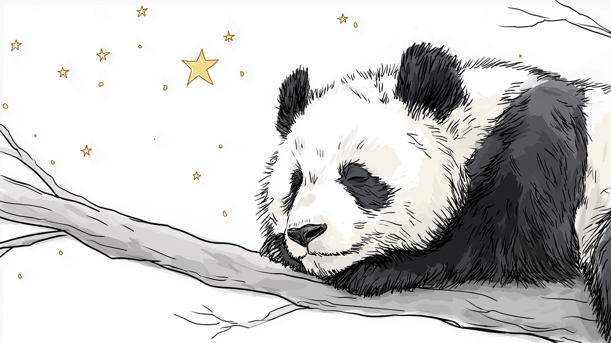 Sleepy Panda Under the Stars Wall Mural