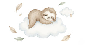 Detailed sleeping sloth on cloud mural wallpaper design pattern by Kids-Mundo