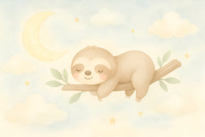 Detailed sleeping sloth under stars mural wallpaper design pattern by Kids-Mundo