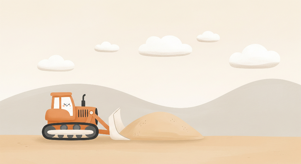 Smiling Bulldozer Pushing Sand Wall Mural
