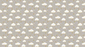 Detailed smiling clouds and golden stars mural wallpaper design pattern by Kids-Mundo