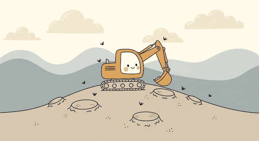 Smiling Digger on the Hillside Wall Mural