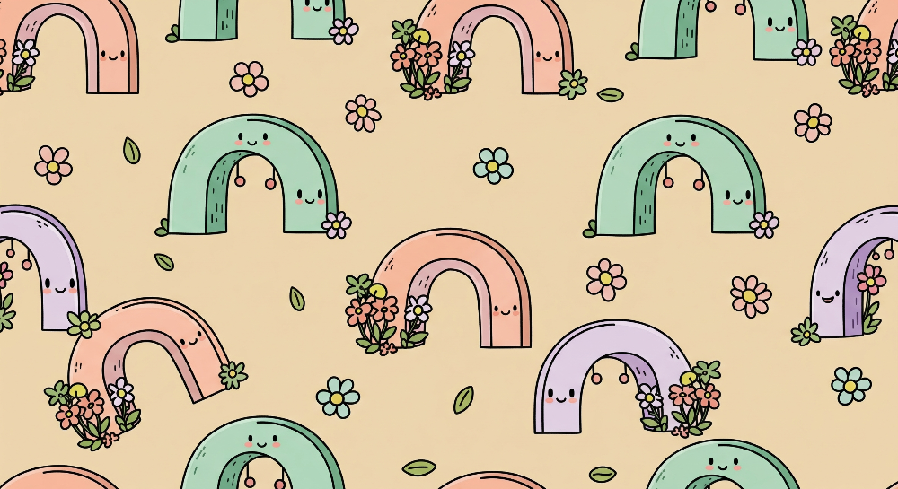 Kids-Mundo smiling rainbow arches pattern artwork, a made to measure nursery wall mural