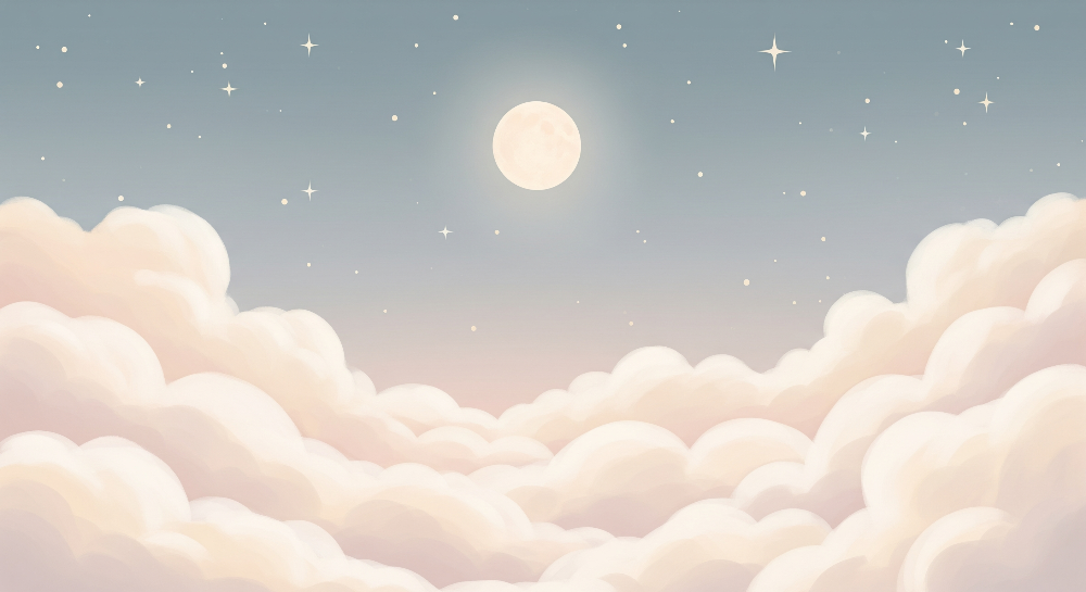 Soft Moon and Clouds Starry Sky Wall Mural