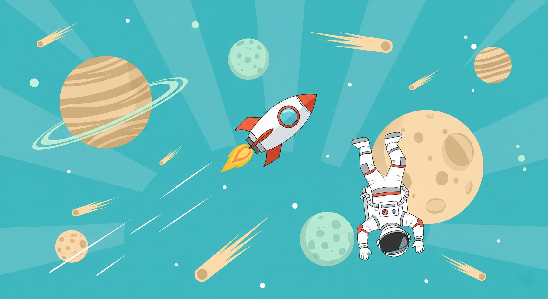 Detailed space astronaut mural wallpaper design pattern showing cosmic adventure theme by Kids-Mundo