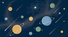 Detailed space galaxy mural wallpaper design pattern with colorful planets and starry cosmos by Kids-Mundo