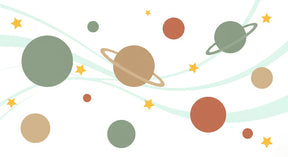 Detailed space planet mural wallpaper design pattern with colorful celestial elements by Kids-Mundo