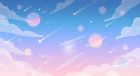 Detailed space planets mural wallpaper design pattern with stars and cosmic elements by Kids-Mundo