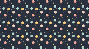 Detailed space planets mural wallpaper design pattern with smiling faces by Kids-Mundo