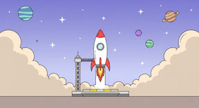 Detailed space rocket launch mural wallpaper design pattern with planets and stars by Kids-Mundo