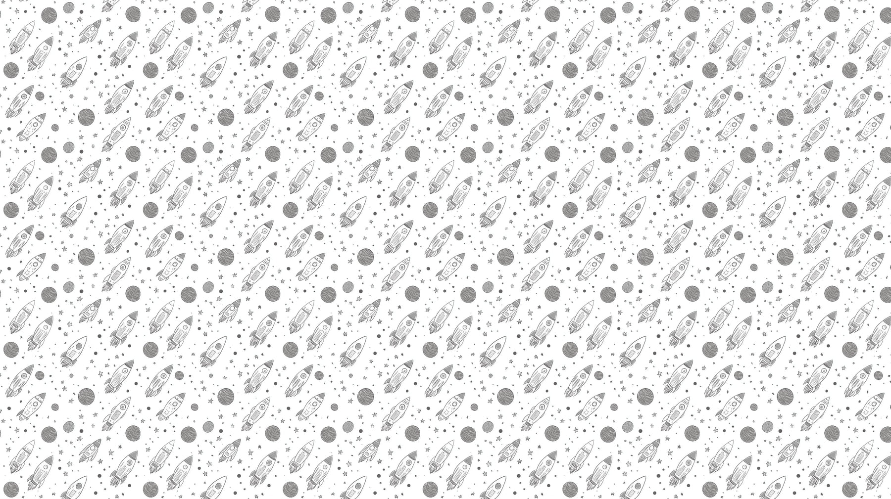 Detailed space rocket and planets mural wallpaper design pattern by Kids-Mundo