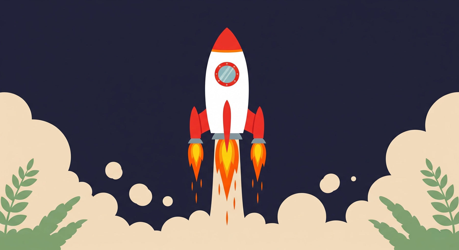 Detailed space rocket mural wallpaper design pattern with launch flames and clouds by Kids-Mundo
