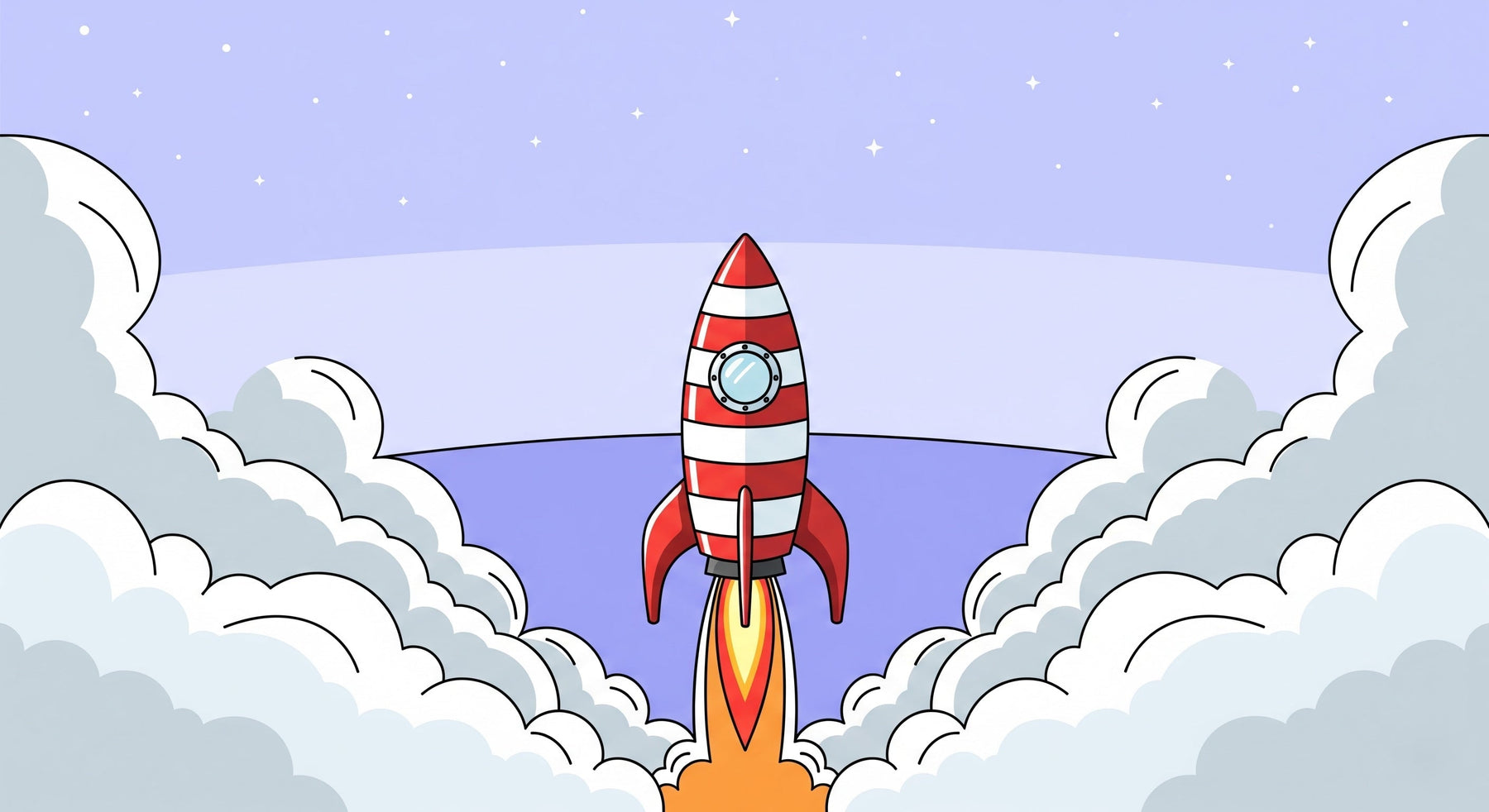 Detailed space rocket and clouds mural wallpaper design pattern by Kids-Mundo