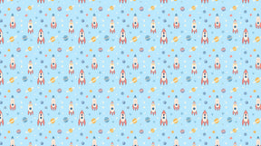 Detailed space rocket mural wallpaper design pattern with planets and stars by Kids-Mundo