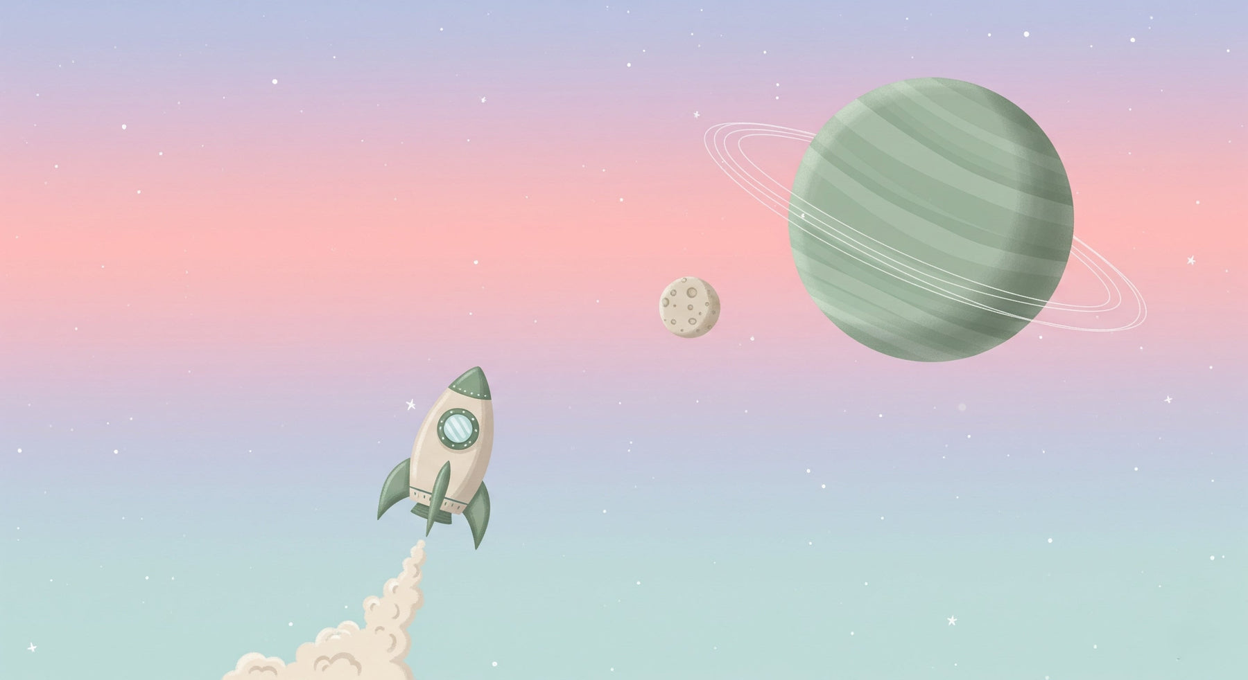 Detailed space rocket mural wallpaper design pattern with planets and cosmic elements by Kids-Mundo