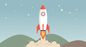 Detailed space rocket mural wallpaper design pattern with stars and mountains by Kids-Mundo