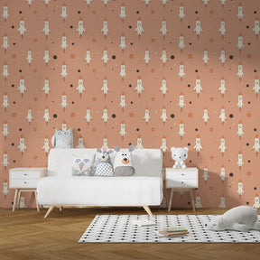 Galaxy themed mural wallpaper transforming children's playroom into cosmic adventure space