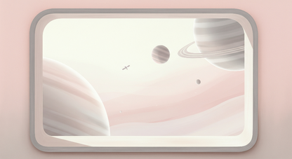 Kids-Mundo flat artwork of the spaceship window planets wall mural design