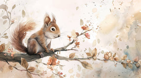 Detailed squirrel and pastel blossom mural wallpaper design pattern by Kids-Mundo
