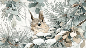 Detailed winter squirrel mural wallpaper design pattern with snow-covered branches by Kids-Mundo