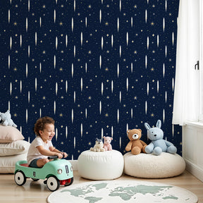 Star night mural wallpaper creating magical celestial nursery with sparkling stars by Kids-Mundo