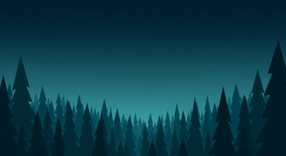 Flat artwork preview of the Kids-Mundo starry night forest wall mural with silhouetted pine trees
