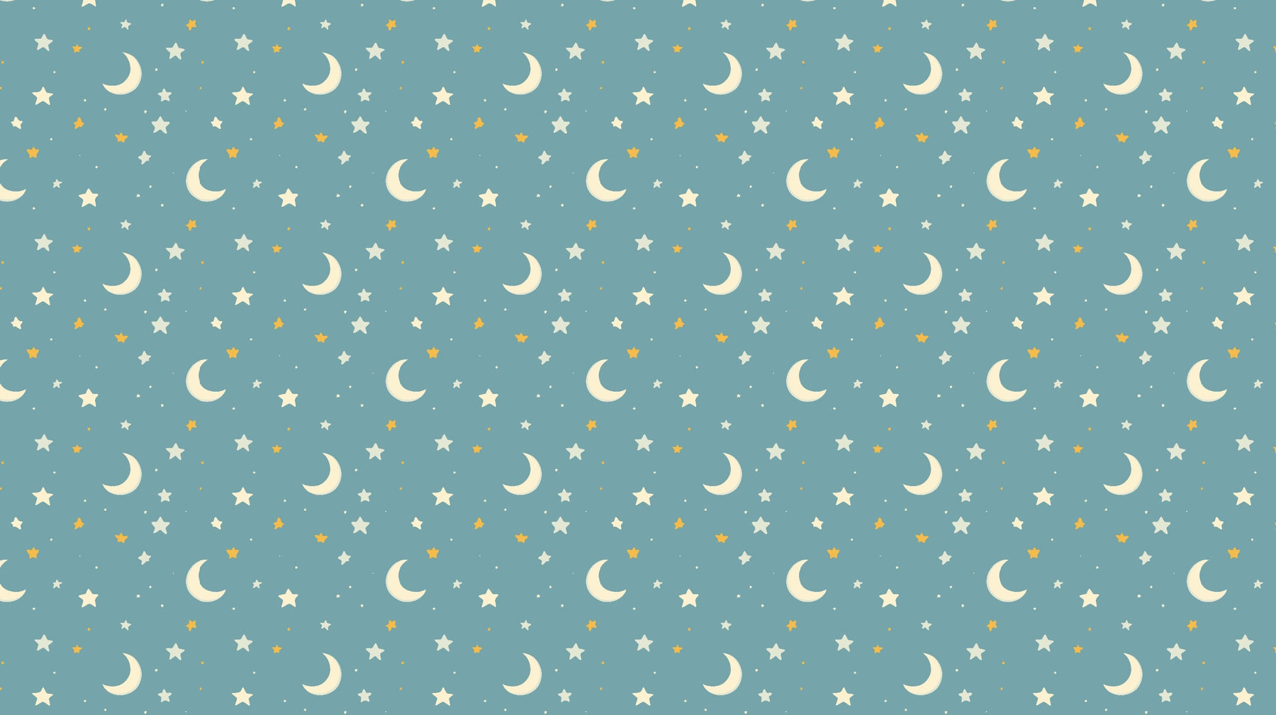 Detailed starry sky mural wallpaper design pattern with golden moons and stars by Kids-Mundo
