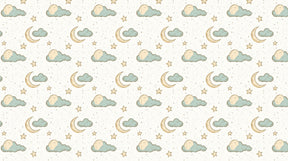Detailed starry sky mural wallpaper design pattern with clouds, moons and stars by Kids-Mundo