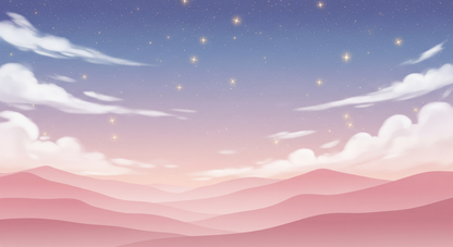 Flat artwork preview of the Kids-Mundo starry sky wall mural showing stars over soft pink hills