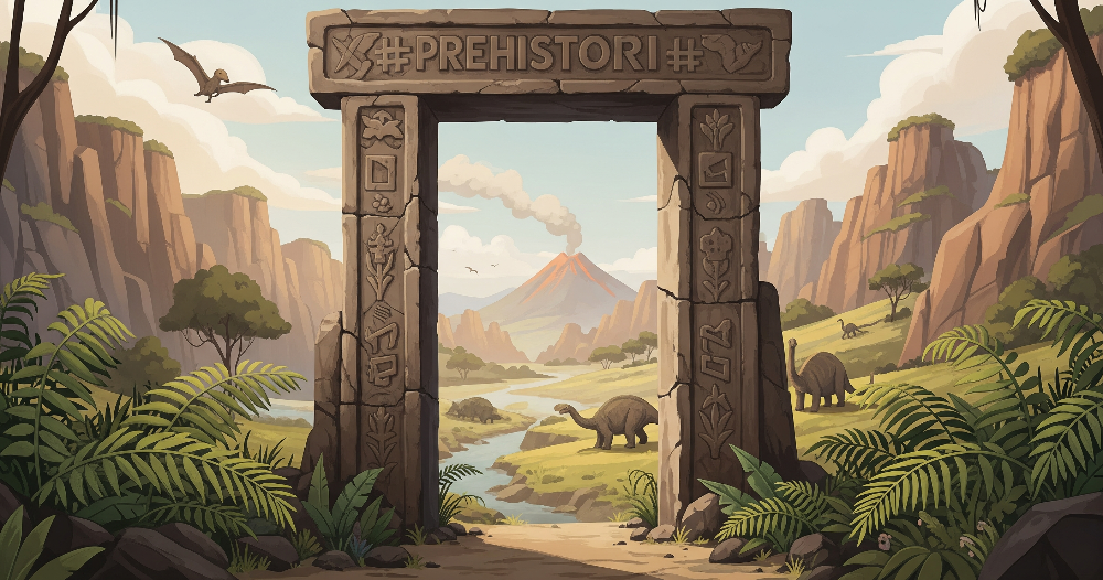 Carved Stone Gateway Dinosaur Valley Wall Mural